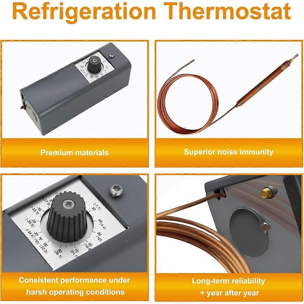 Refrigeration Thermostat W1609-101 -30°F to 90°F 5-Foot Capillary