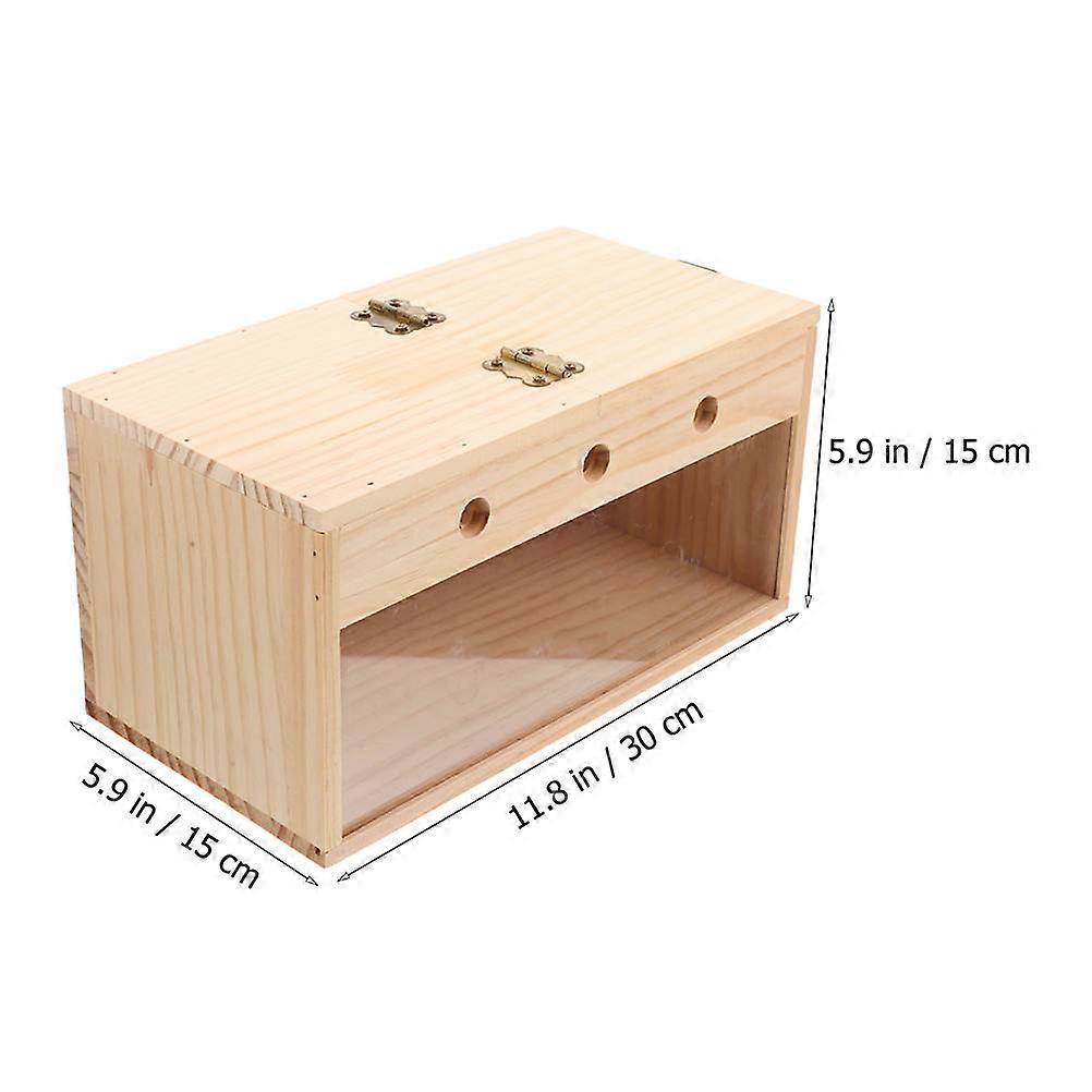 Beige Parakeet Nesting Box Wooden Bird House for Breeding 2Pcs Wood Material
