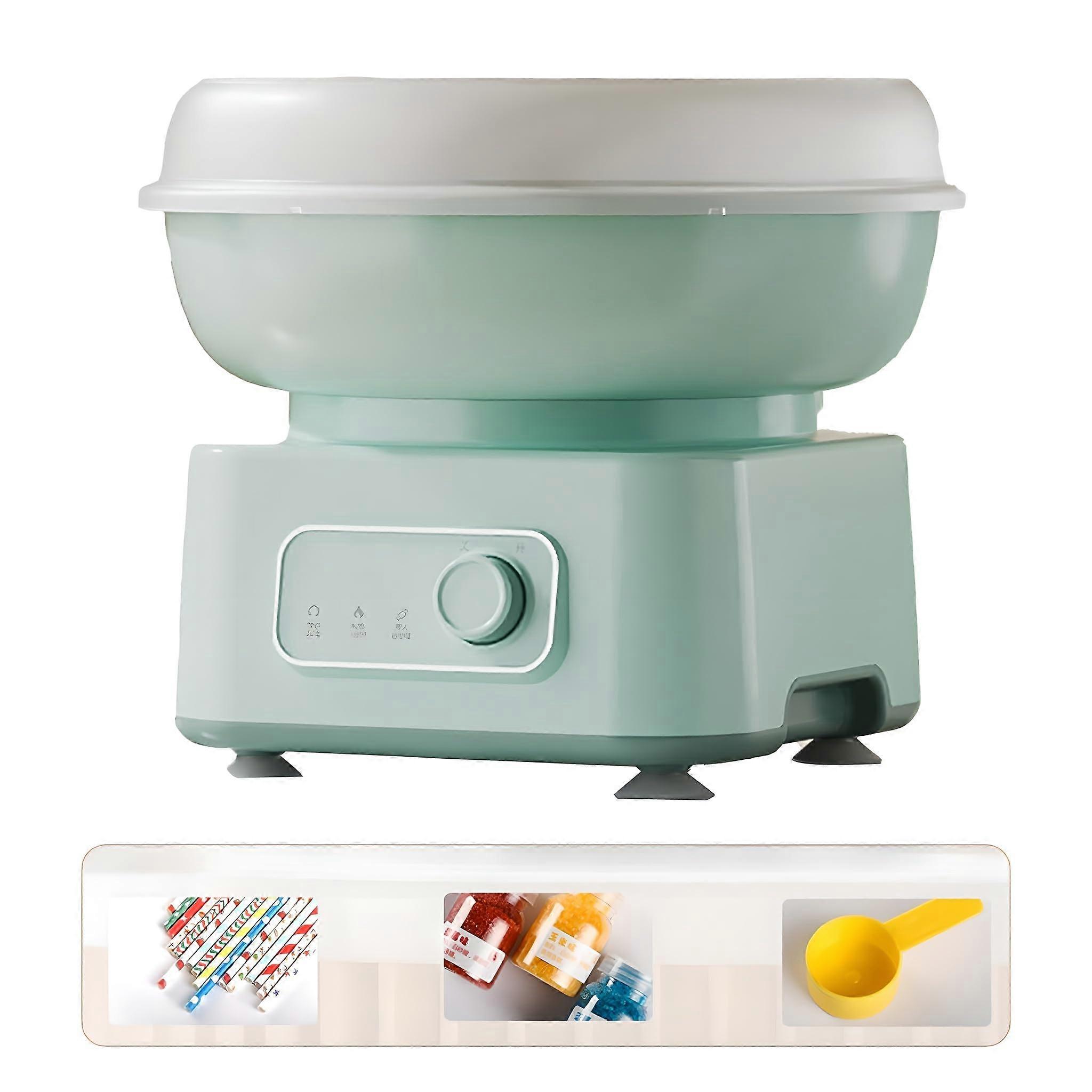Candy Floss Maker Cotton Candy Machine OneButton Operation 270mm Removable Cleaning Pallet Green Home Party Birthday