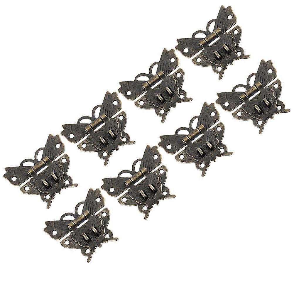 Decorative Metal Clasp Buckle 8Pcs Retro Design Antique Brass Plating Small Buckle For Home Use With Locking Function Dark Brown