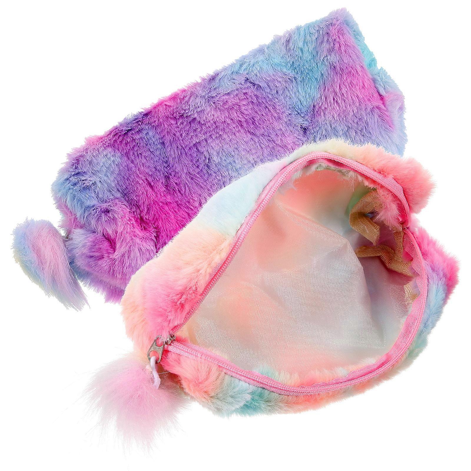 Assorted Color Plush Pencil Bag for Storage 6Pcs Colored Stationery Holder