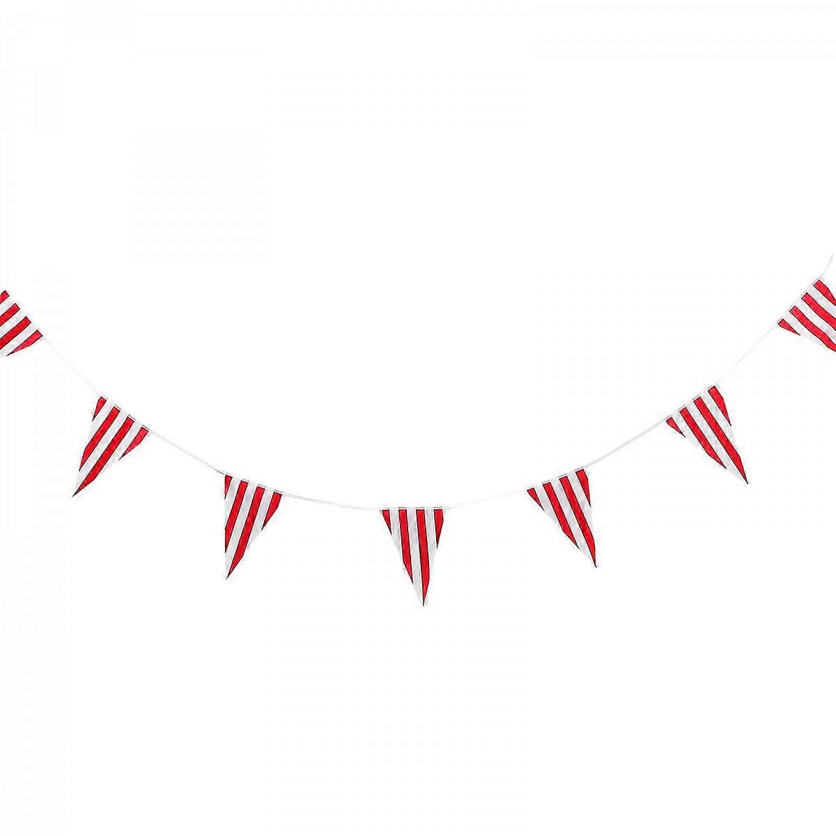 1 Set Carnival Circus Bunting Banner Striped Pennant Banner Triangle Bunting Flag (L)