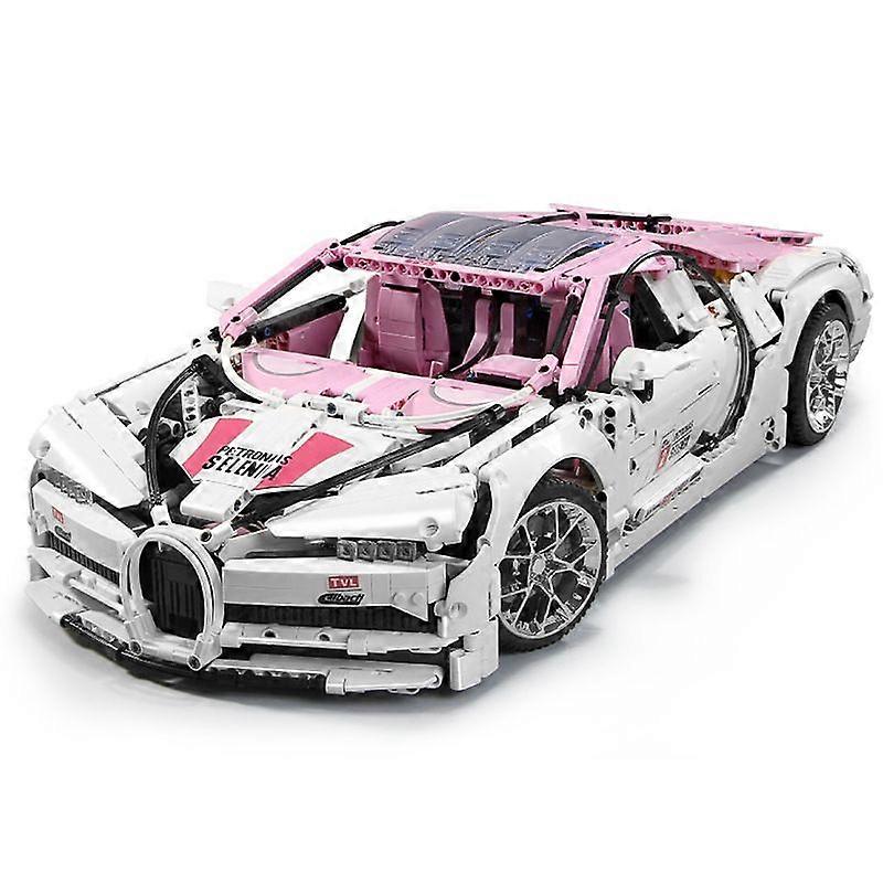 Simulation model pink sports car static version plastic building blocks