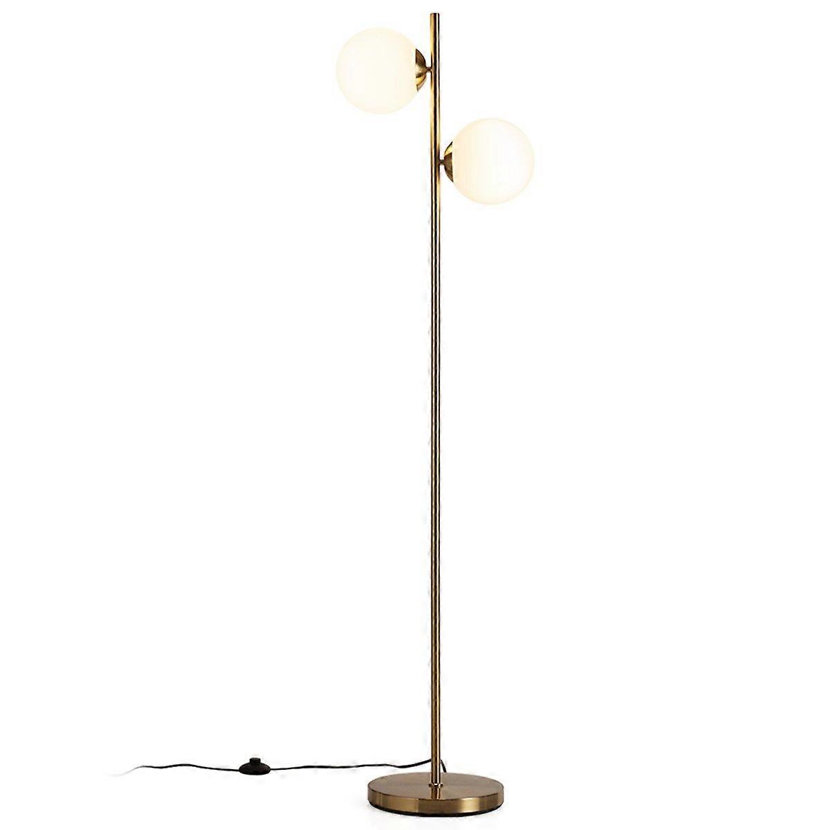 2-Light Milk Glass Floor Lamp with Footswitch