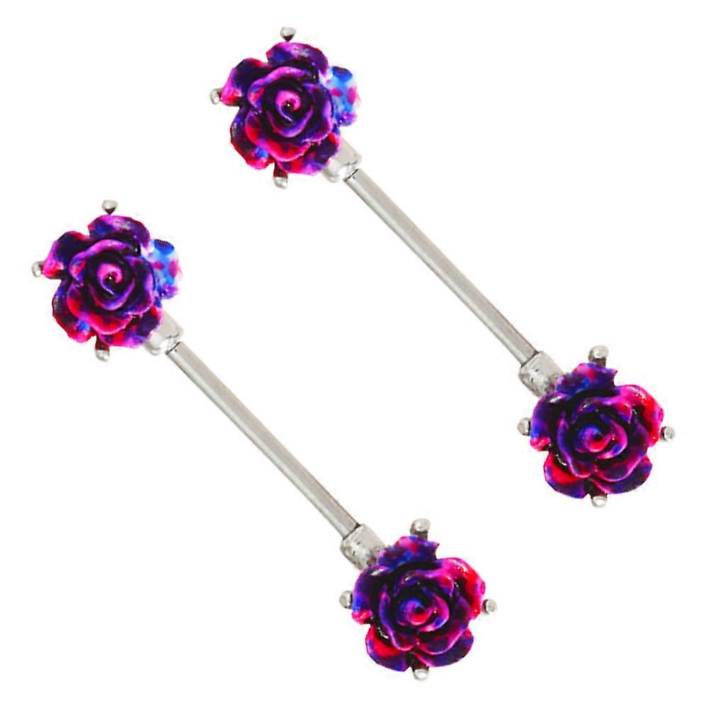 Assorted Color 2Pcs Rose Designed Nipples Ring for Decorative Wear
