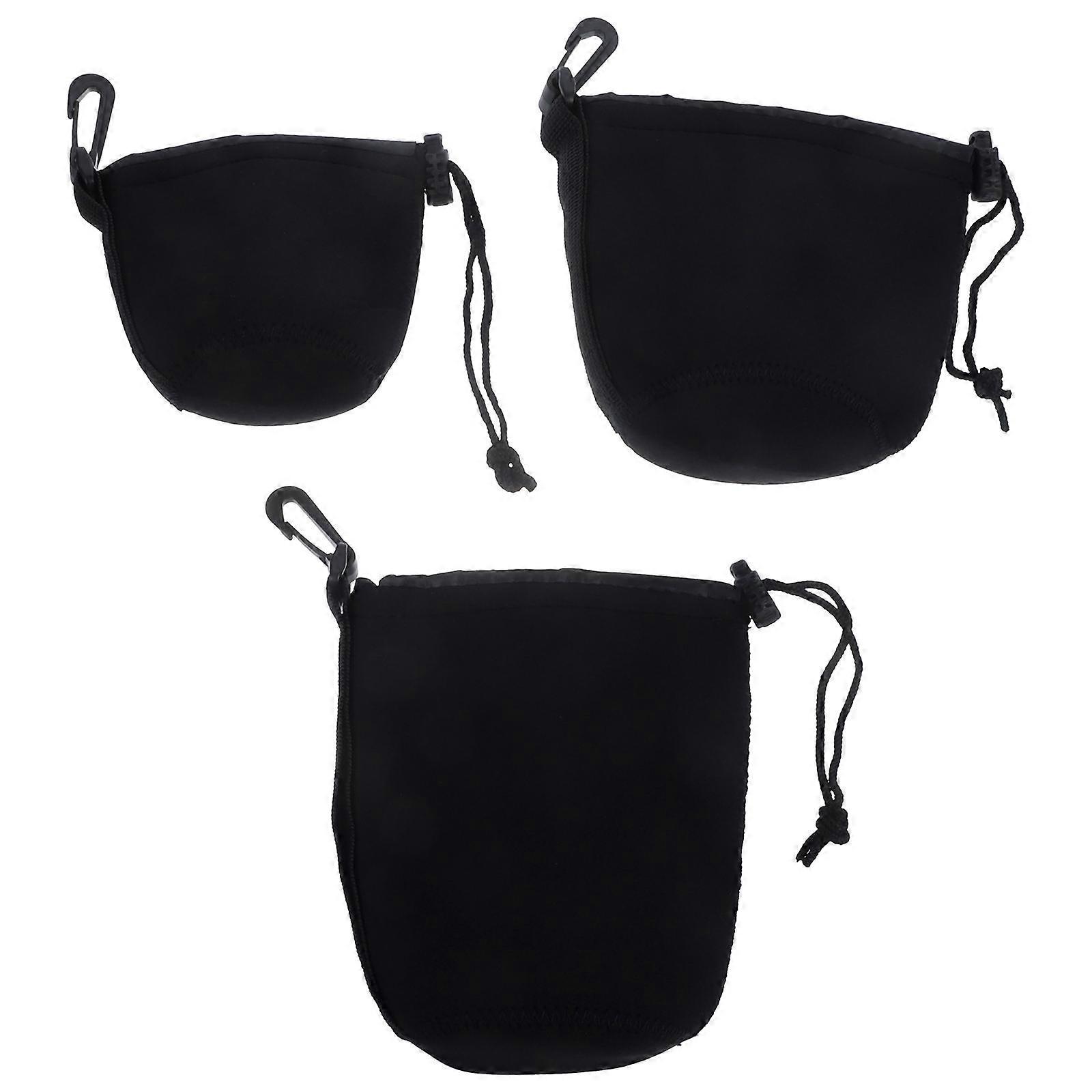 Camera Lens Case Neoprene for Storage 6Pcs Outdoor Lens Drawstring Pouch