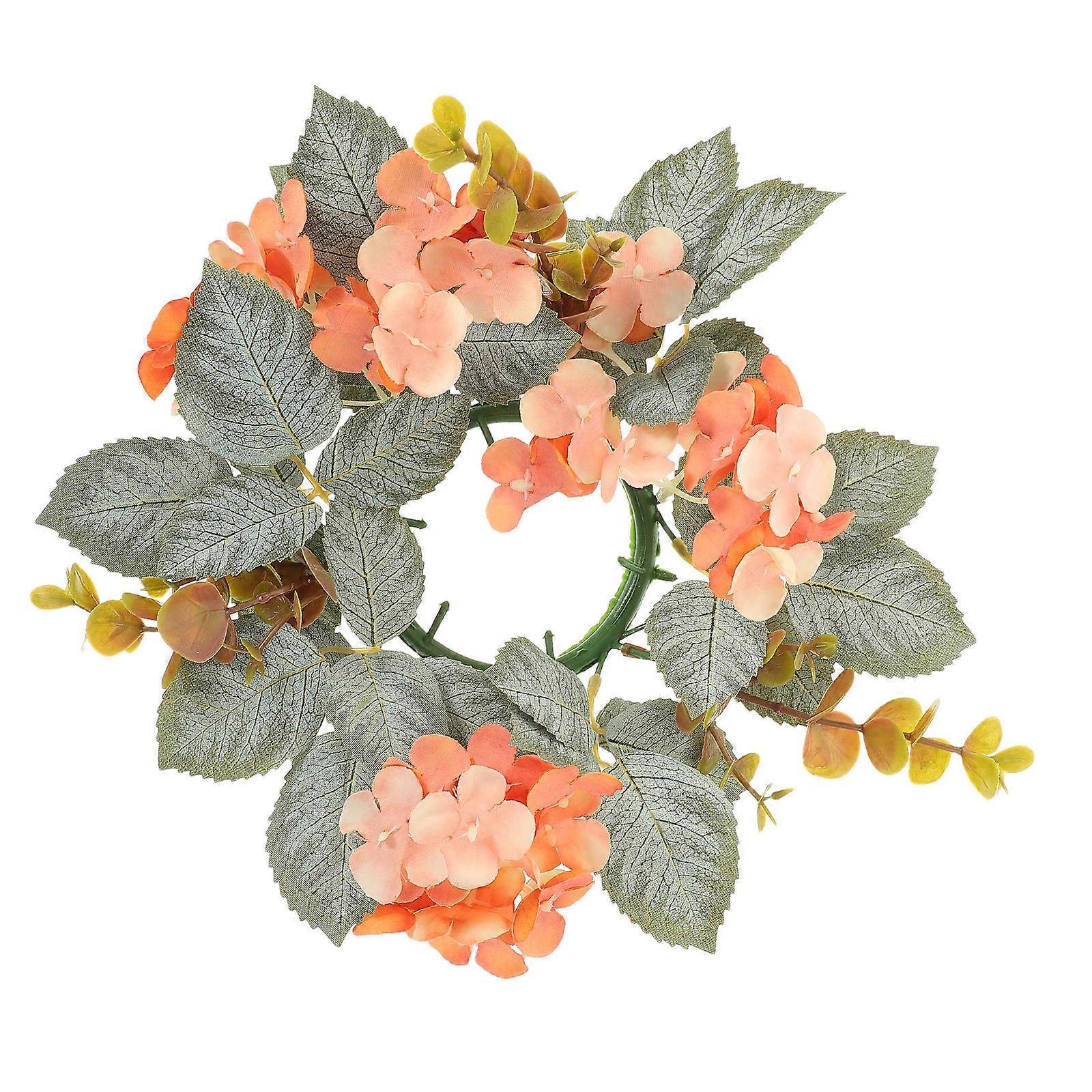 Wedding Tabletop Decorations Artificial Hydrangea Candle Rings 4Pcs