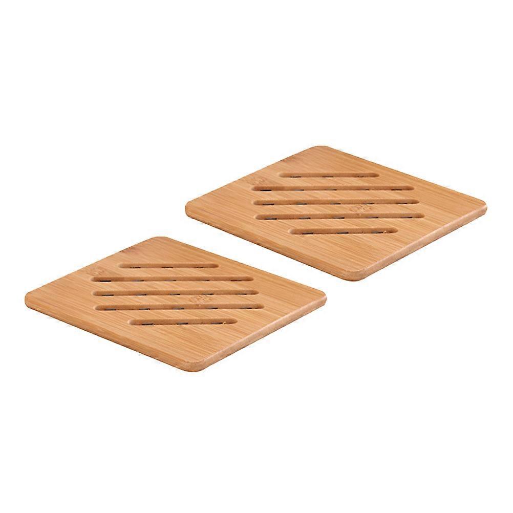 Heat Insulated Bowl Table Mat 2Pcs Square Simple Hollow Design For Household Users Small Size Heat Insulation
