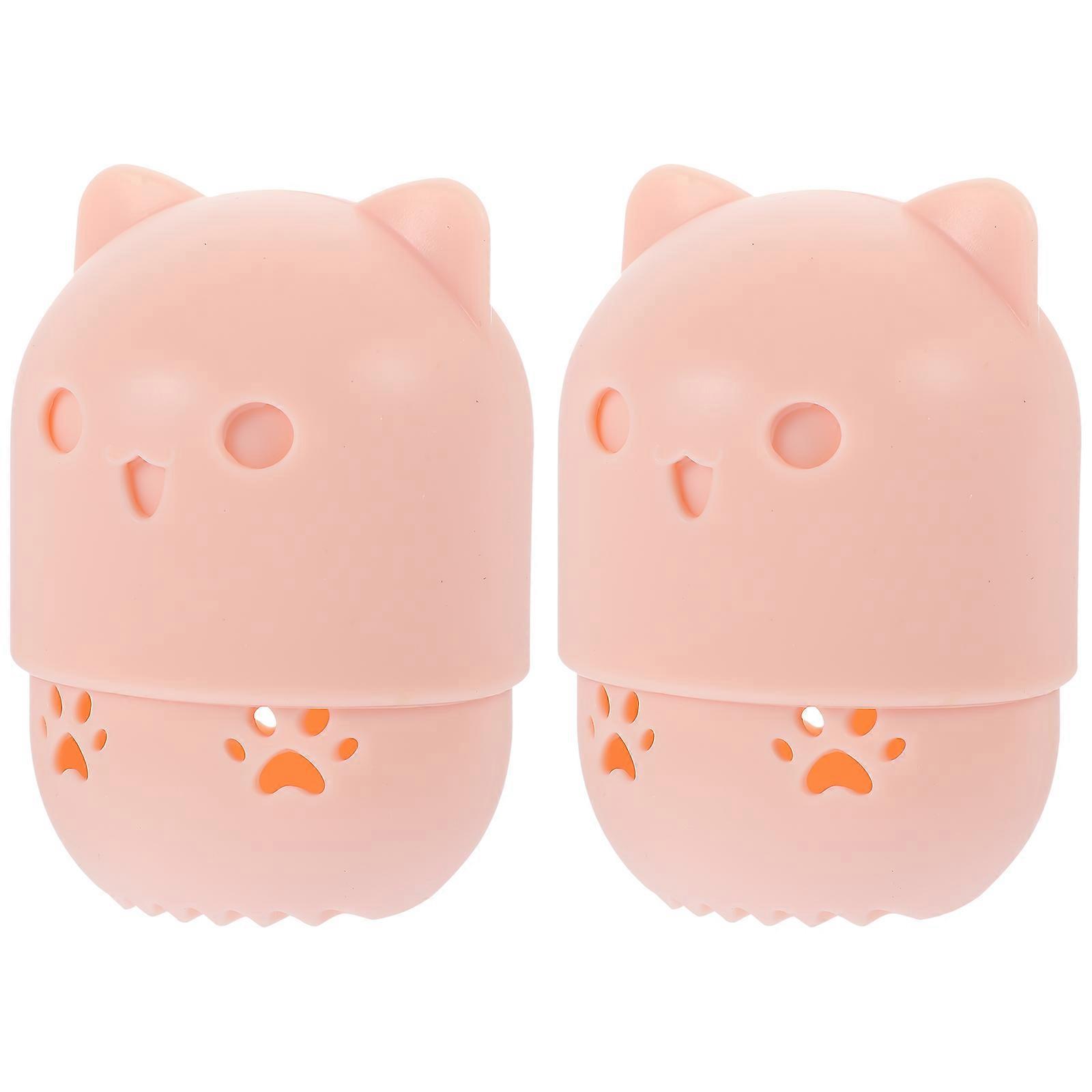 Makeup Sponge Case Durable Silicone Holder for 2Pcs Powder Puff Container