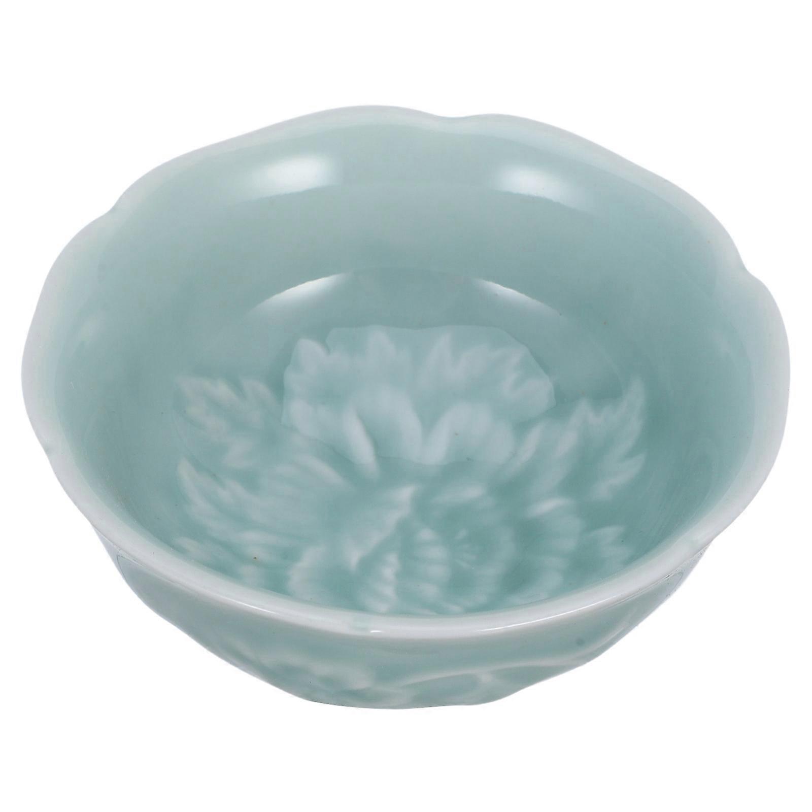 Color Change Tableware Celadon Tea Cup for Tea Use 3Pcs Embossed Porcelain