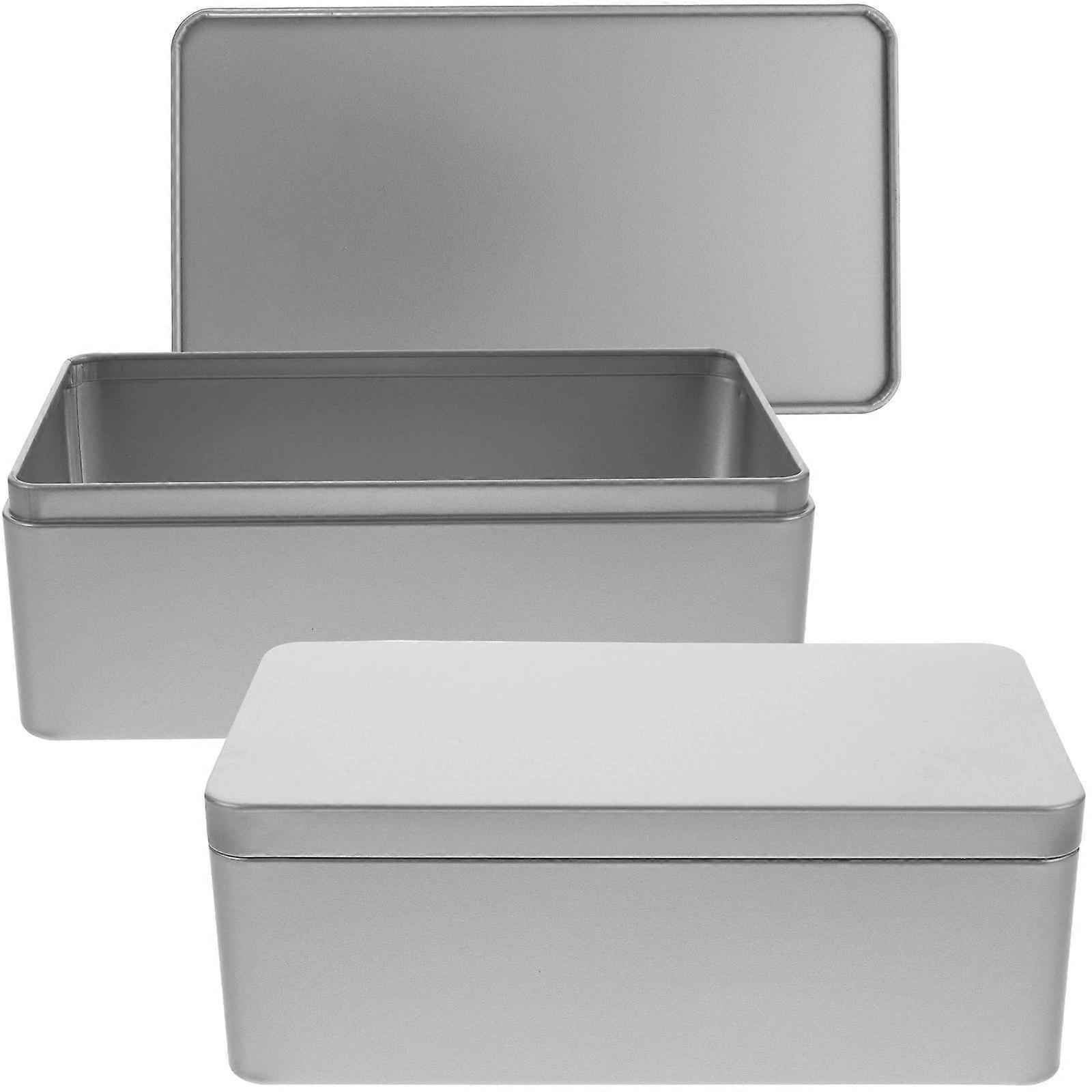Tin Can Small Storage Box for Tea Leaf 4Pcs Silver Metal Box