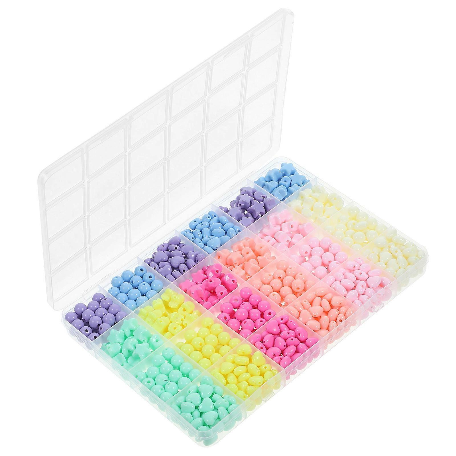 Acrylic Beads Decorative Loose Beads for Crafts 4 Boxes Multi-Color