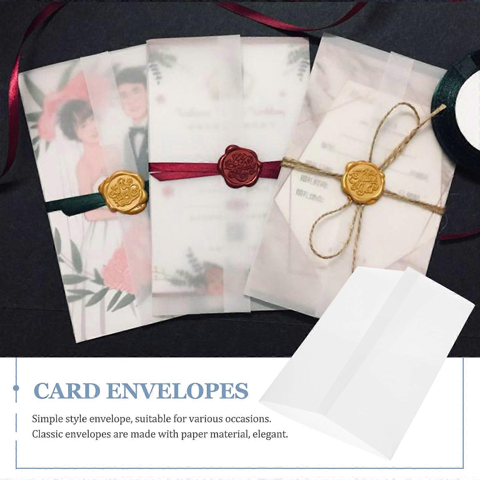 White Paper Invitation Envelopes for Wedding Cards Wraps 50Pcs