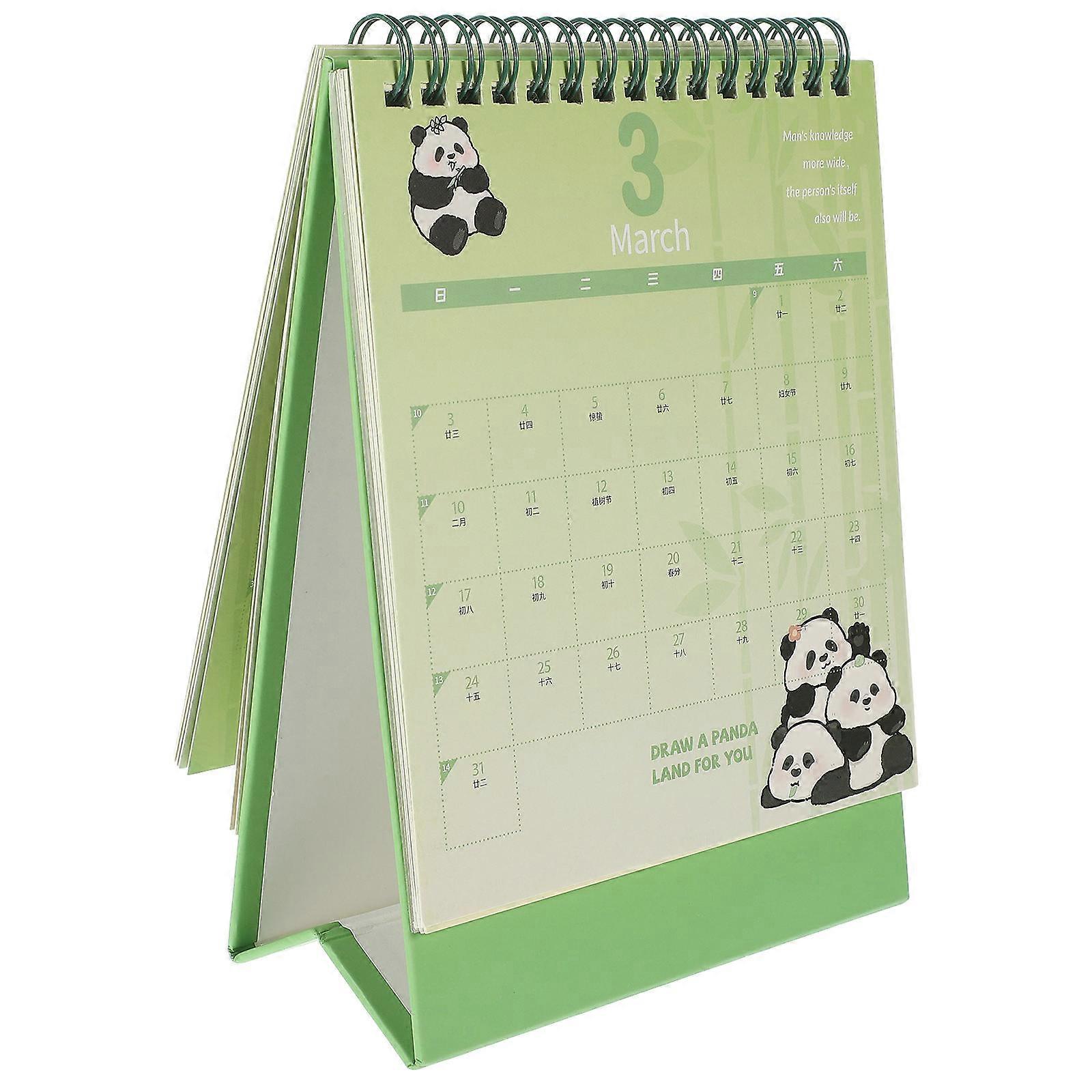 Office Desk Calendar Panda Pattern for Noting Month Schedule 2Pcs Desktop