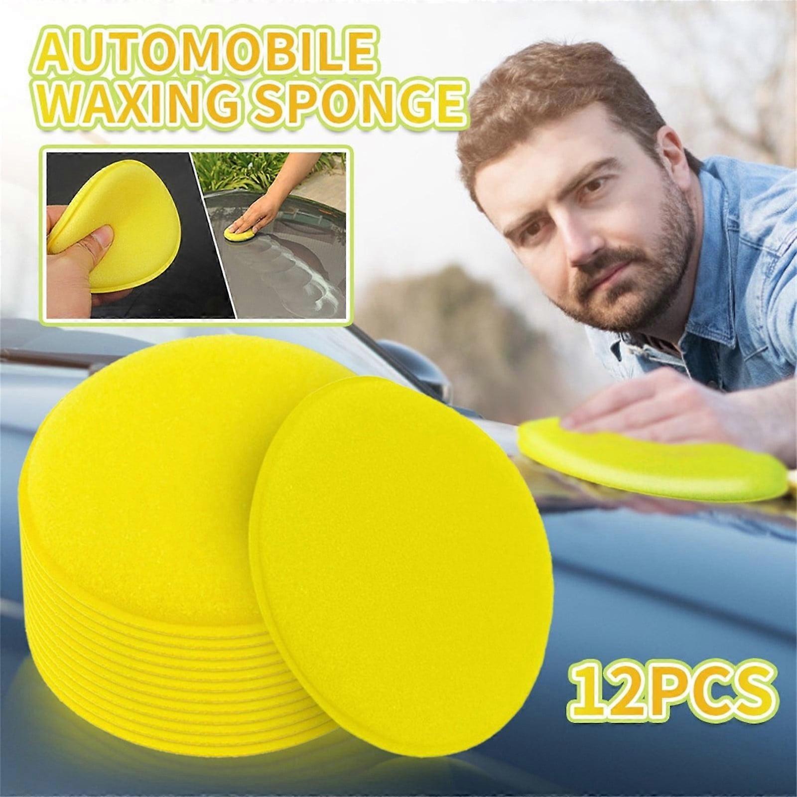 Bgliely Double-Sided Highly-Absorbent Car Polishing Pad Wax Applicator Sponge - Yellow, 10cm Diameter colour