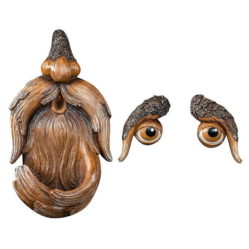 Outdoor Tree Face Bird Feeder Old Man Yard Decor for Feeding 3Sets