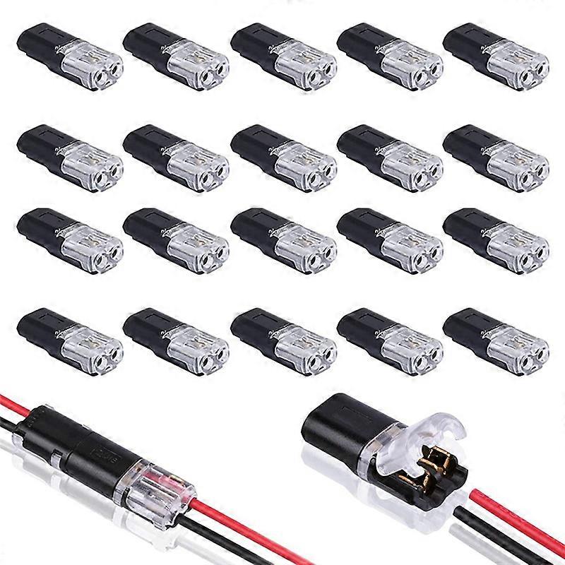20PCS Double-Wire Plug-in Connector with Locking Buckle 2 Pin 2 Way