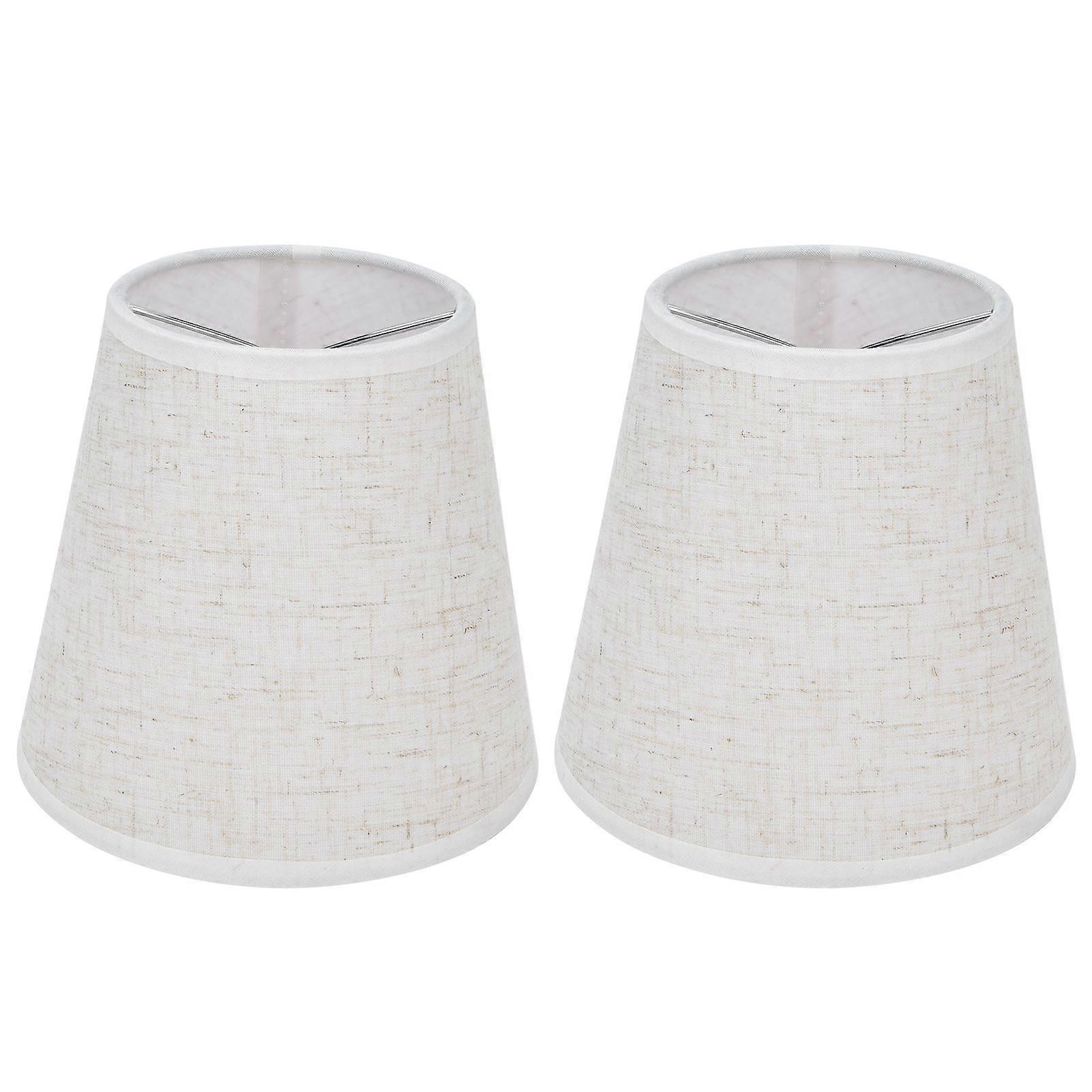 2PCS Table Lamp Shade Cover Fabric Clip On Lampshade for E14 Screw Candlestick Lamp ChandelierPT09 Linen