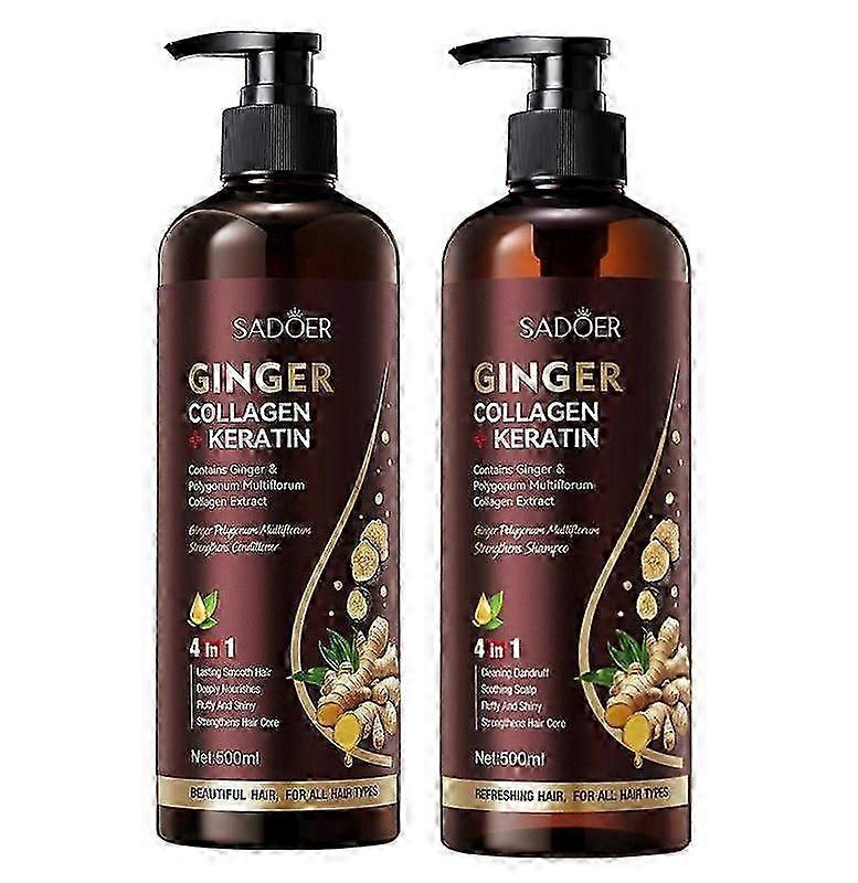 Ginger Shampoo and Conditioner Set, Anti-Dandruff Treatment, Strengthen Hair Formula with Ginger, Polygonum, Collagen & Keratin, Nourish & Smooth, Itc