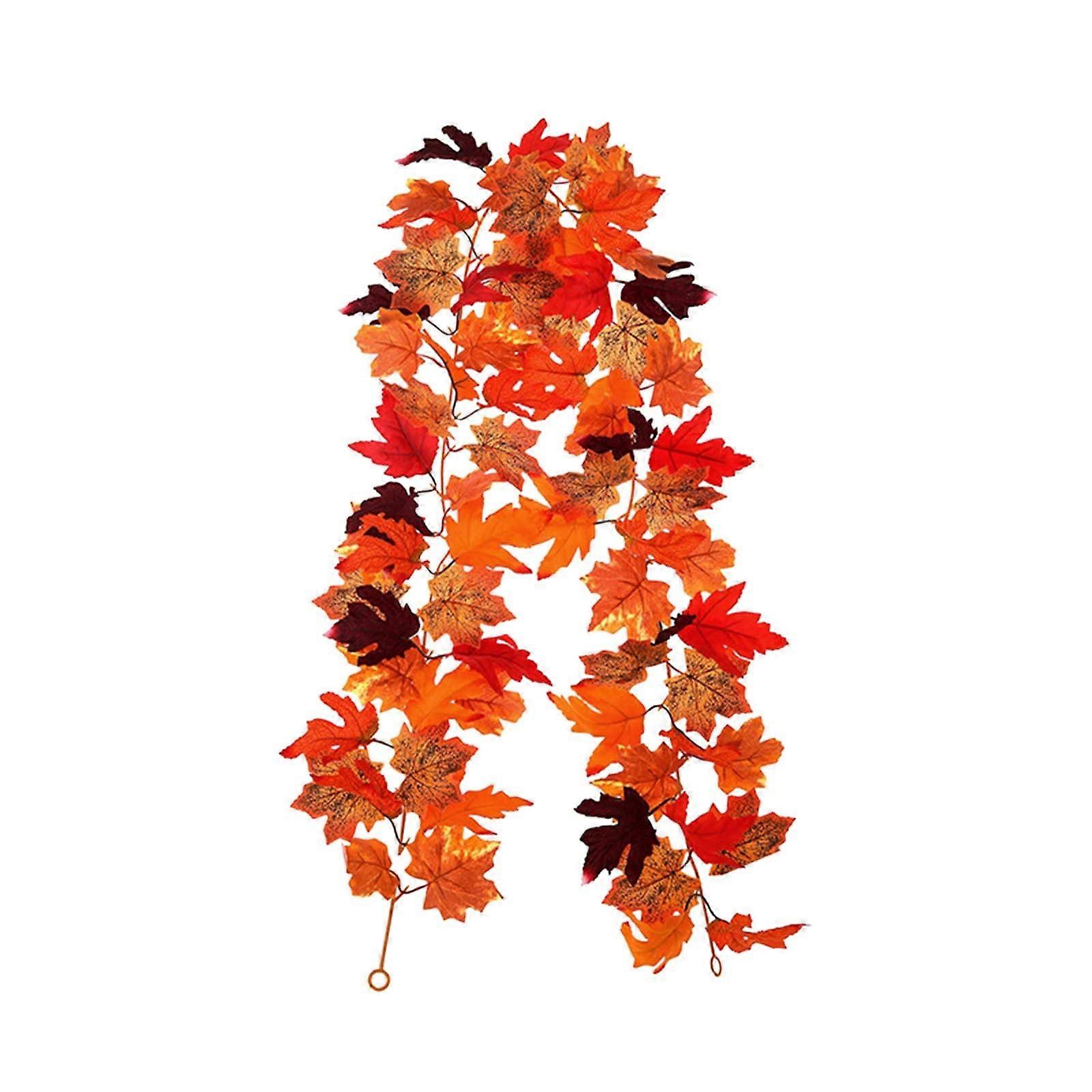 Autumn Decoration Simulation Vine Halloween Thanksgiving Autumn Maple Vine 175Cm Fall Maple Leaves No String Lights