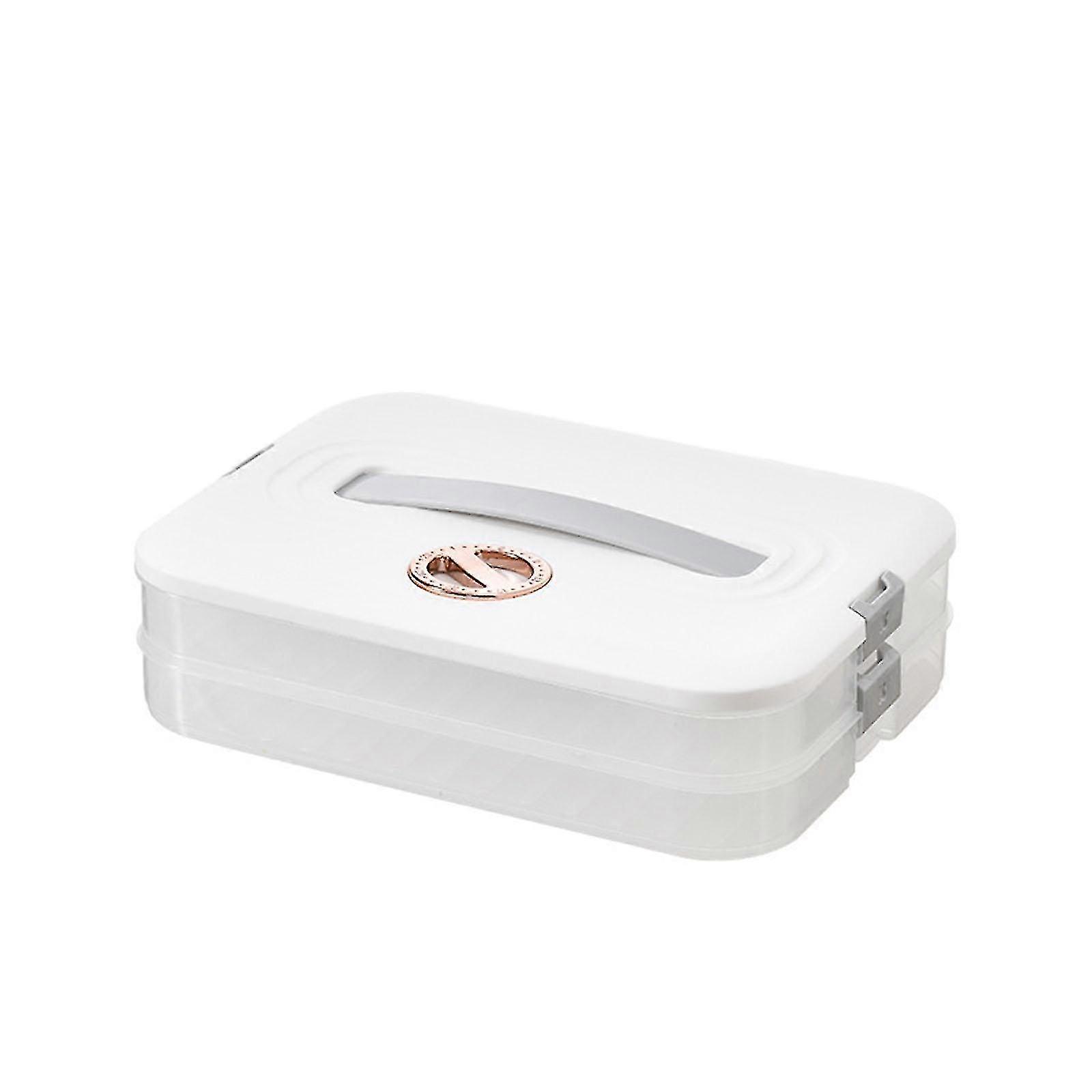 Multi Layer Cookie Carrier with Lid and Handle Time Recoder Dumpling Storage Box Food Dessert Transport Container 26s