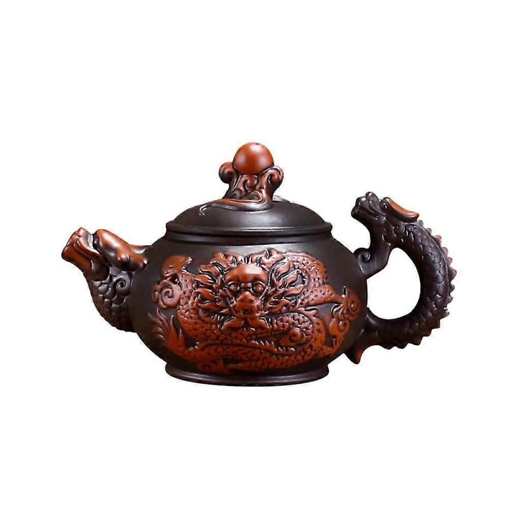 Teapot Purple Clay Zisha Chinese Handmade Dragon Motif Kung Fu Style Retro Single Pot
