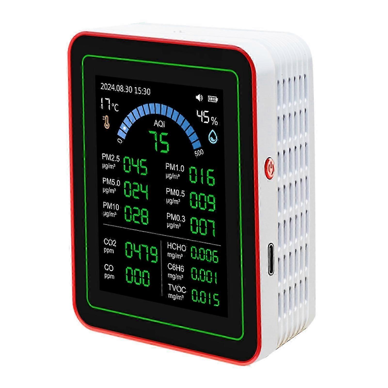 Tester kvality vzduchu 18v1 pro domácnost, vnitřní monitor, AQI, CO2, HCHO, TVOC, PM2.5, PM10