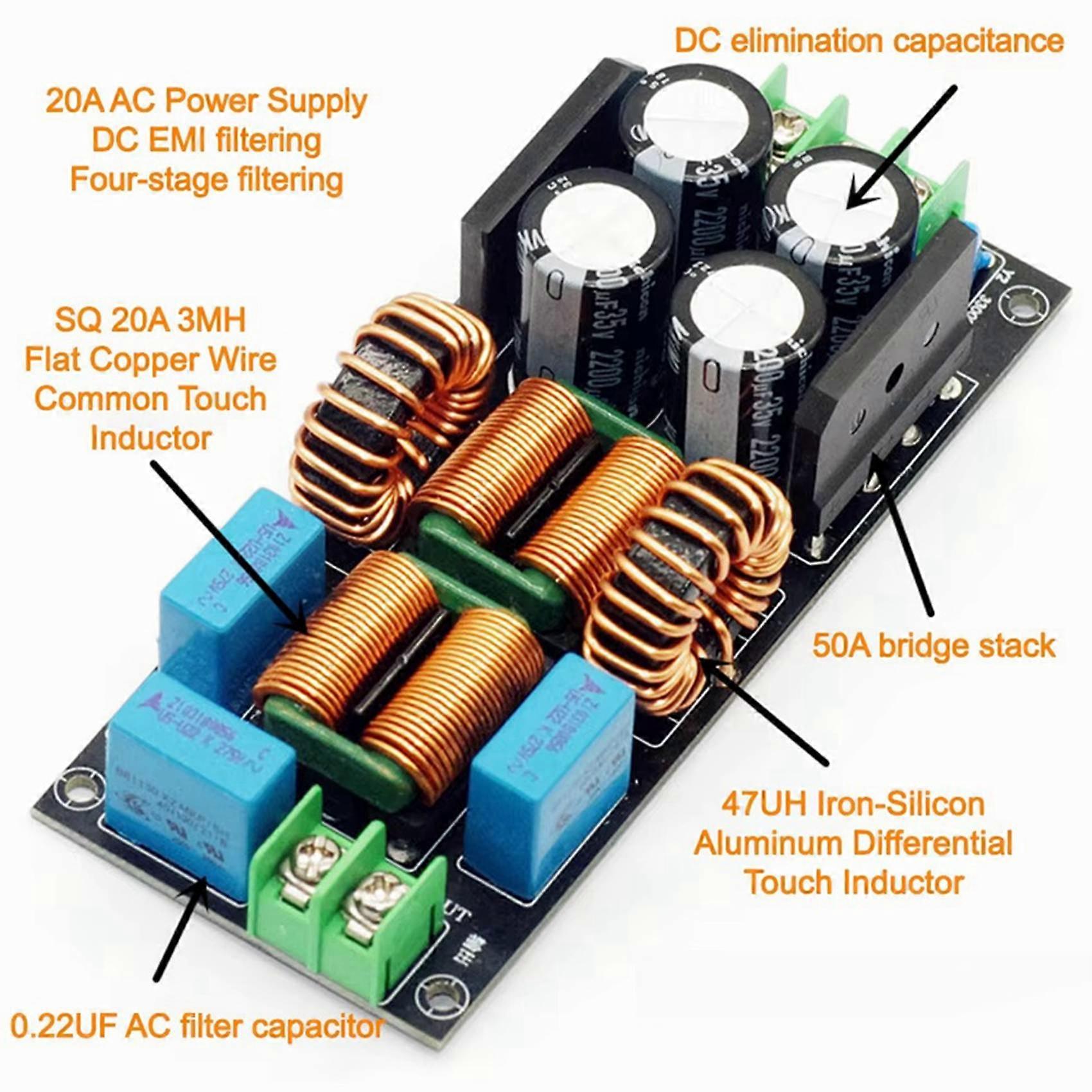 3X AC EMI Filter Audio Power Amplifier EMC EMI Electromagnetic Interference Purify Power DC Differential Mode Common,20A