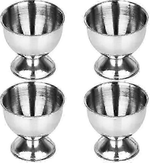 Egg Cups Set Stainless Steel Soft Boiled Egg Cups Holder Stand Egg Cup Tray Include 4 PCS (Silver)
