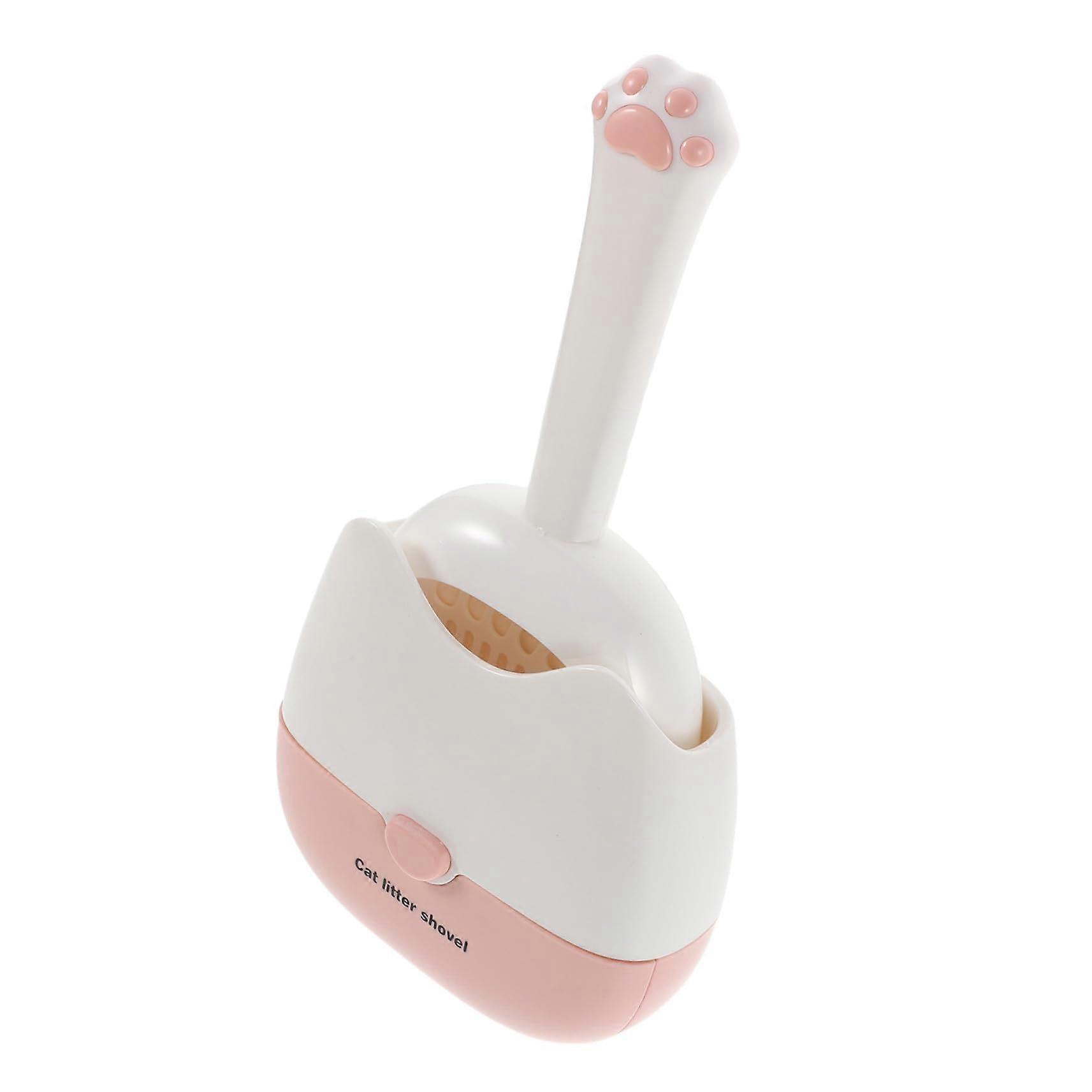 Wallmounted Cat Litter Scoop Plastic Holder Stand Dual Gap Fine Mesh Sifter Detachable Filter Compartment SpaceSaving Poop Scooper