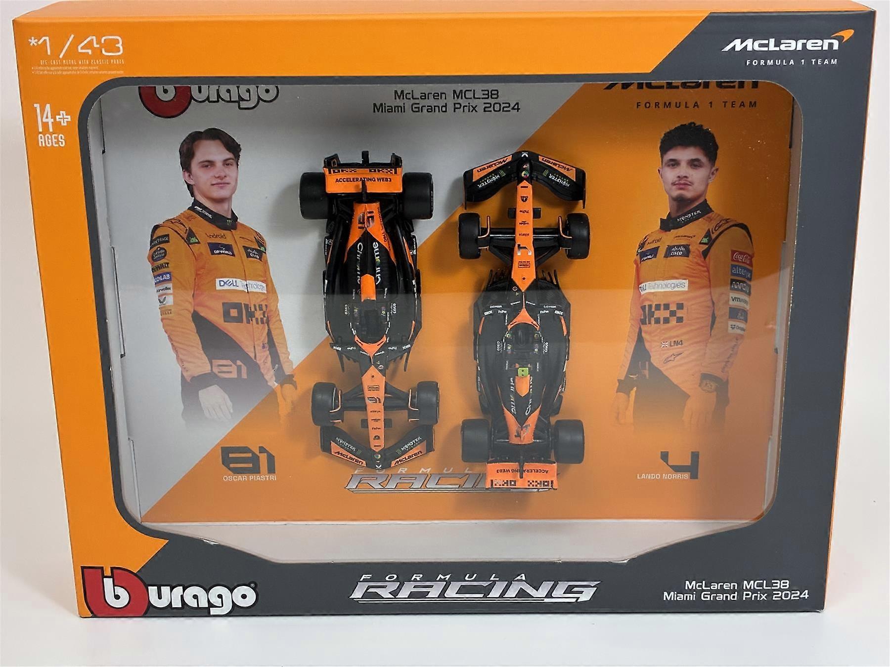 McLaren MCL38 Norris #4 and Piastri #81 2 Car Set 1:43 Scale Bburago 38109