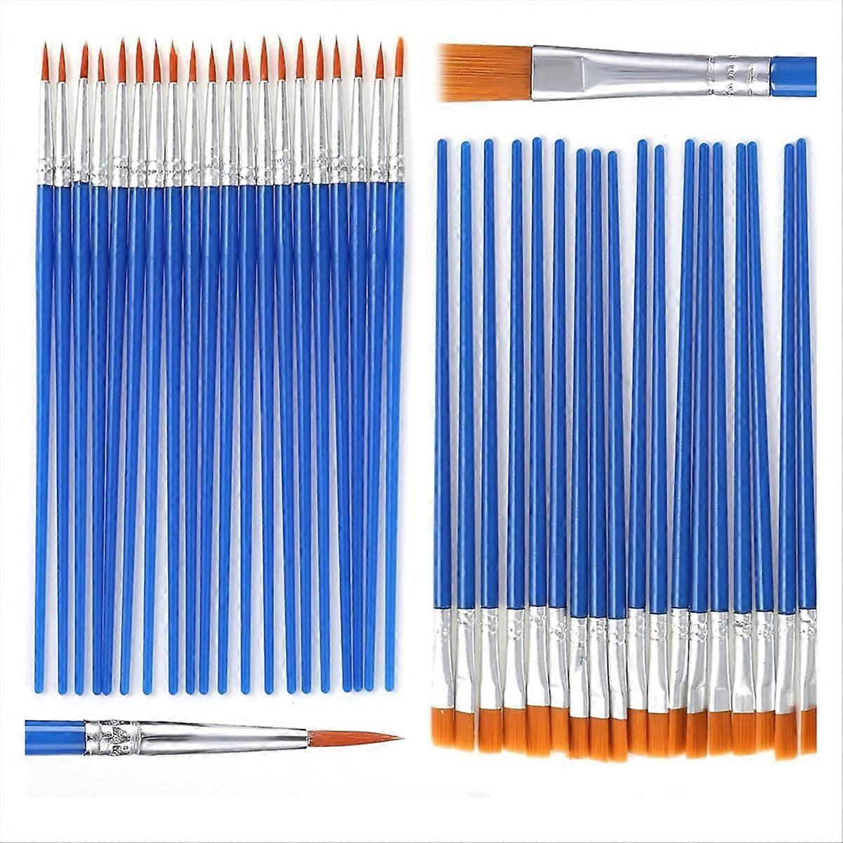 Acrylic Paint Brush Set 50 Pcs Small Brushes Flat Detail Bristle