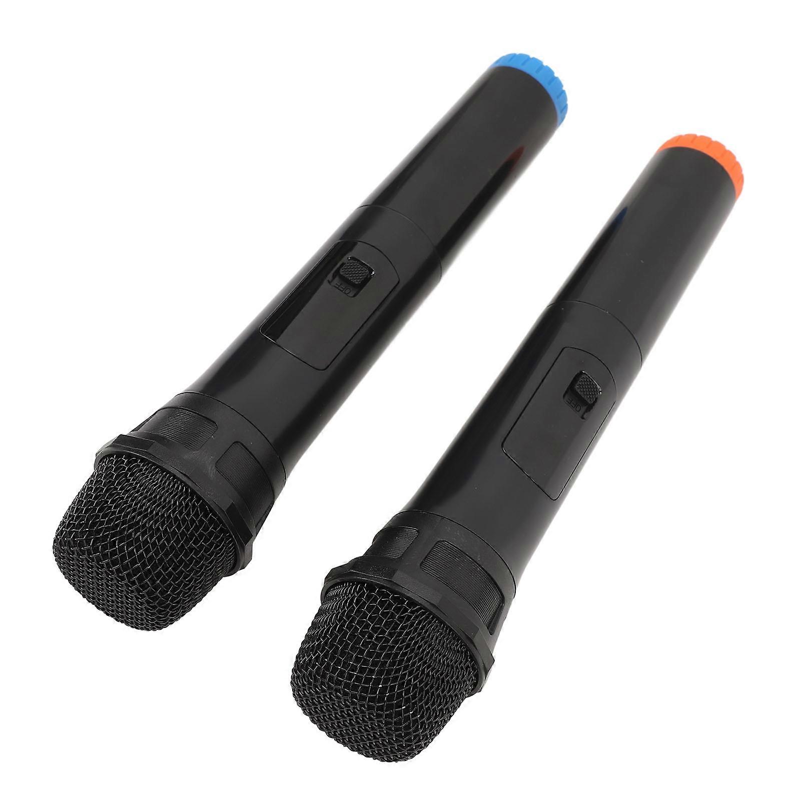 2PCS Wireless Microphone Metal Noise Reduction UHF Handheld Dynamic Mic Set with Receiver for Karaoke Singing Speech Stage Performance 