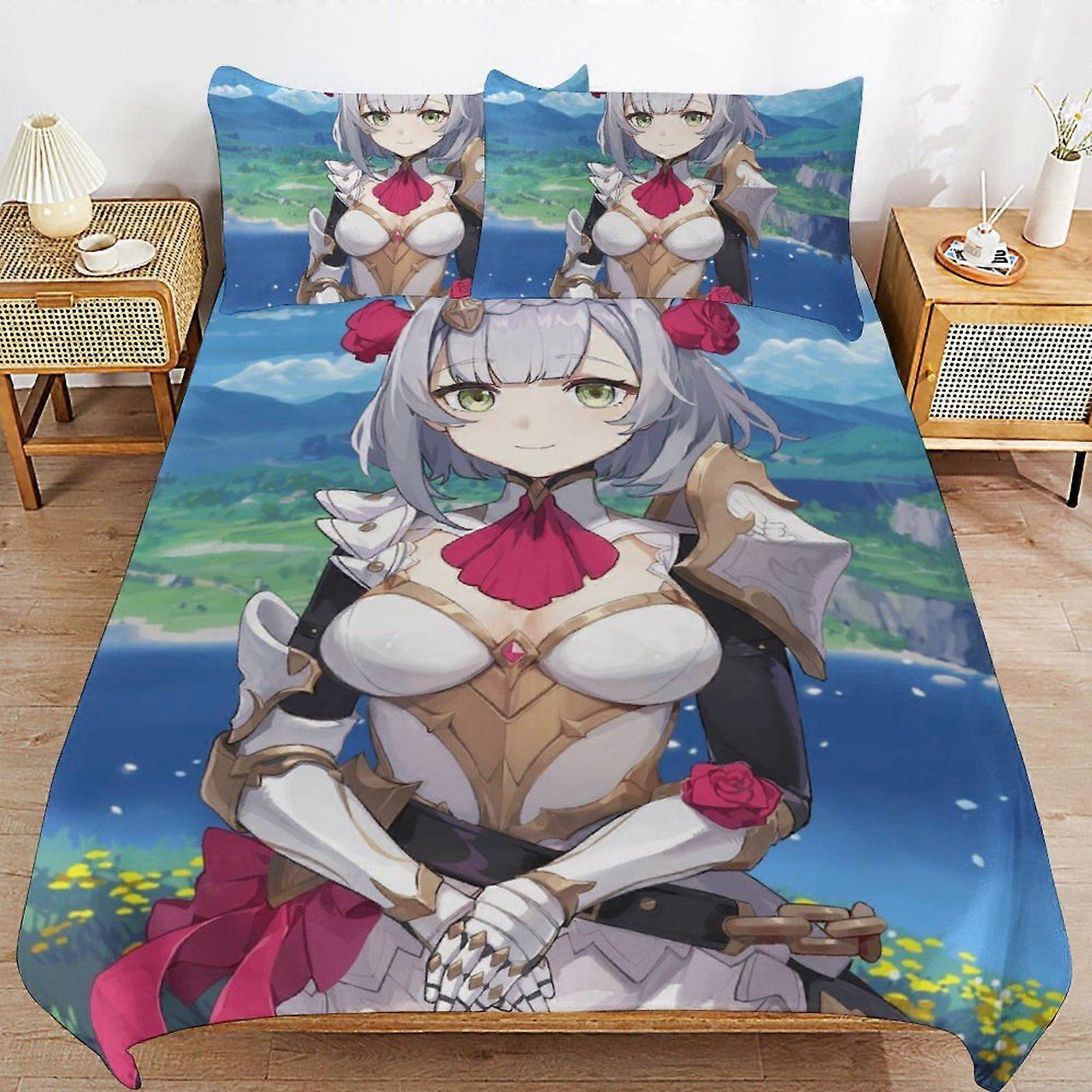 A82 GENSHIN IMPACT Durable Weave Texture Light Structure Easy Fit Sleep Time Duvet Cover Sets for Homes N82