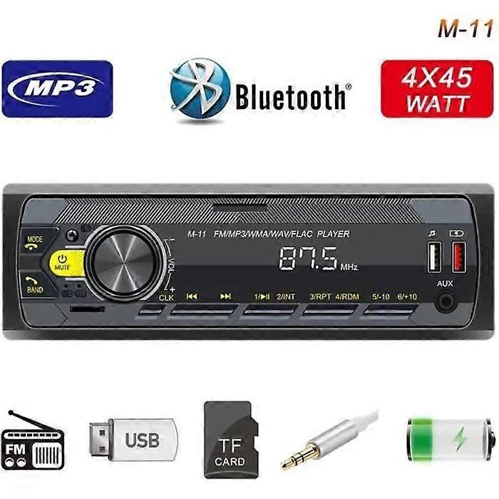 רדיו לרכב Bluetooth - PRUMYA - M11 - 45W x 4 - USB, AUX, FM - מסך LED