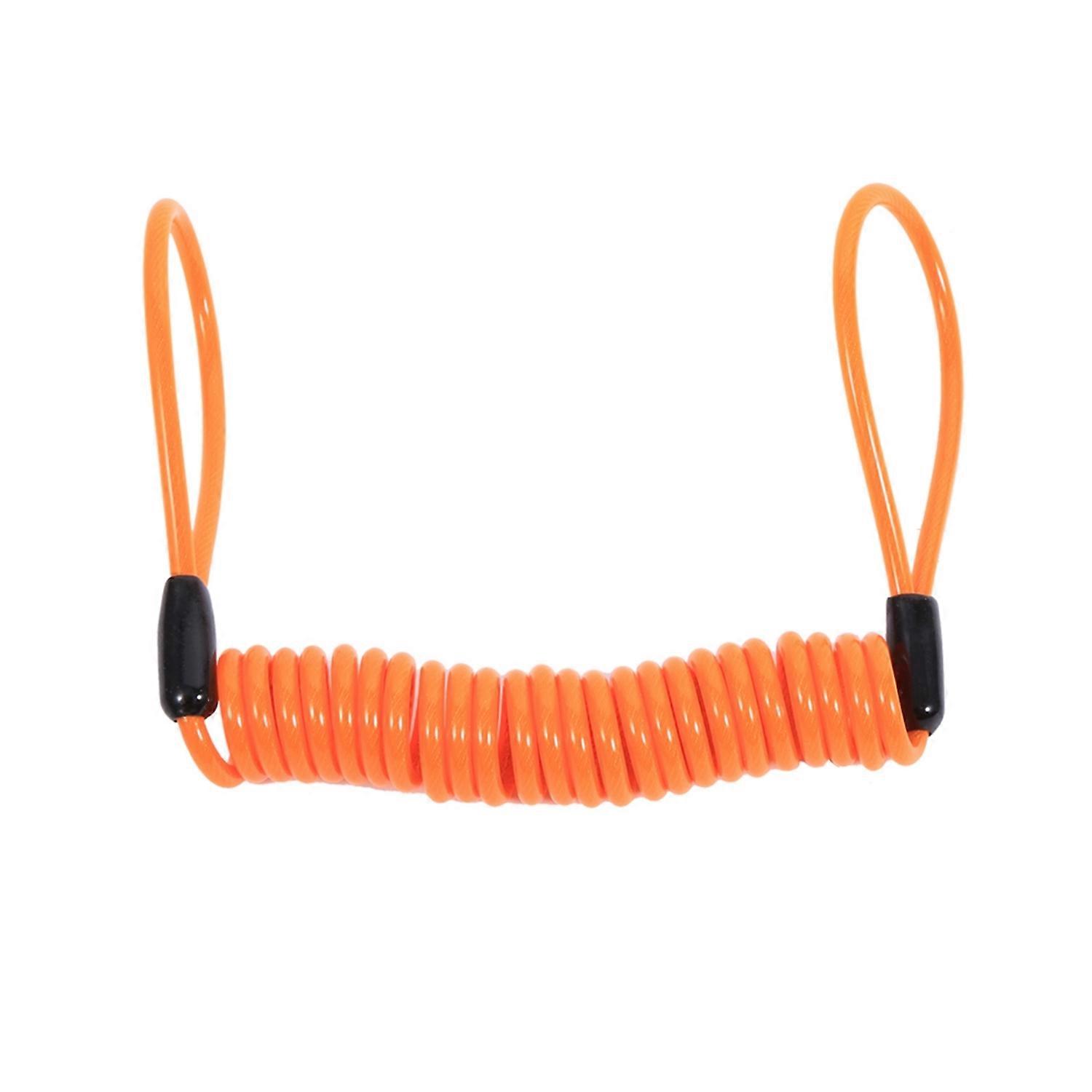 Motorcycle Bike Alarm Disc Lock Antitheft Security Spring Reminder Coil Cable Orange