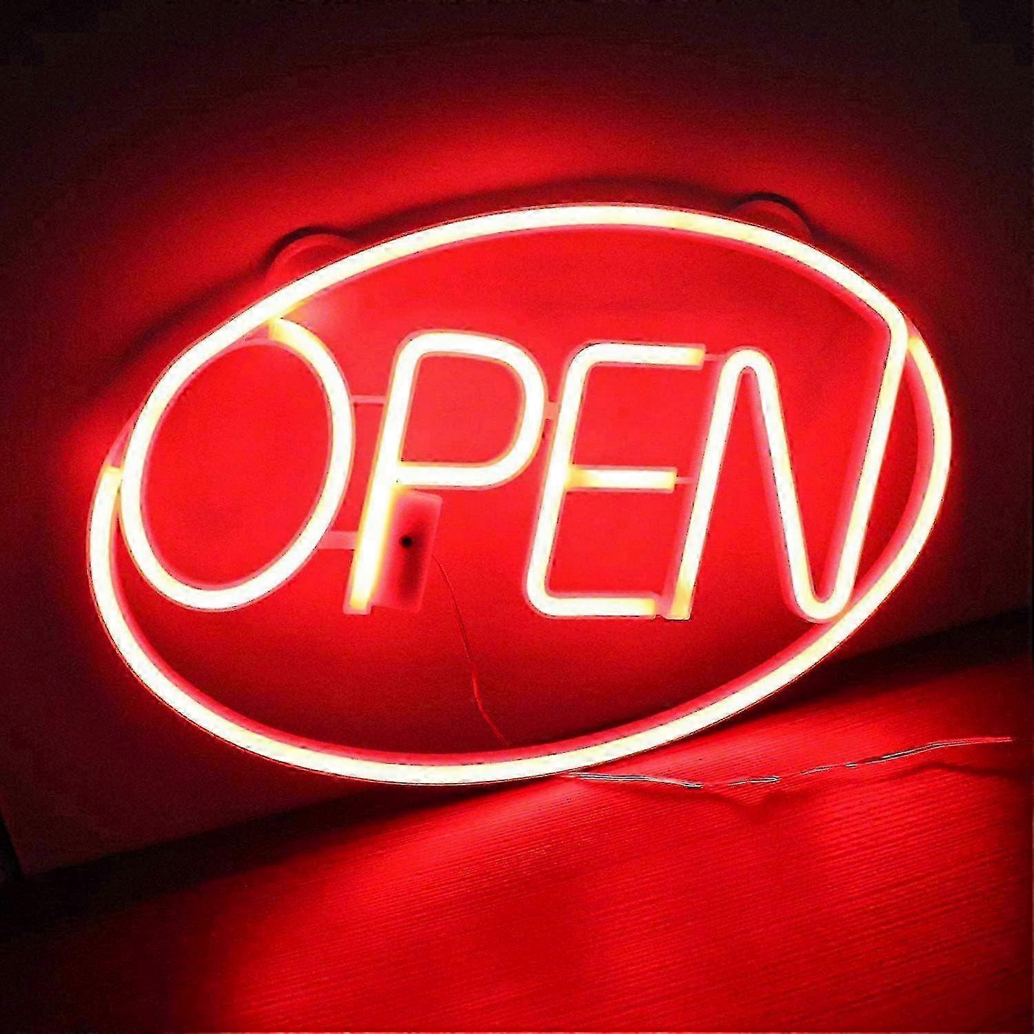 LED Neon Light Up Open Sign with Remote Timer Adjustable Brightness, USB Powered Open Closed Door Signage, Large Outdoor Neon LED Lighted Si