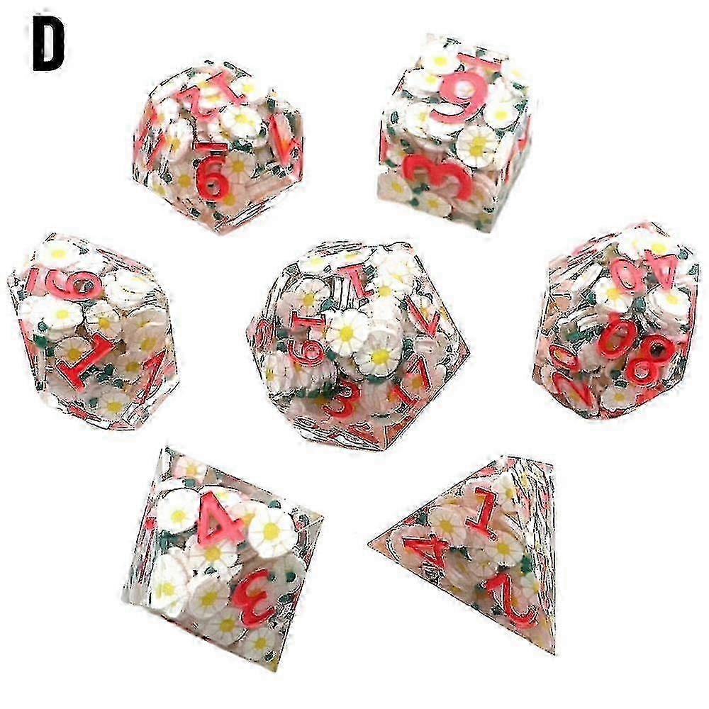 Liquid Core Dice Set Polyhedral Dnd Dice With Sharp Edge Resin D6 D20 Dice D&d Rpg Board Game Dices Gift Table Games Accessory