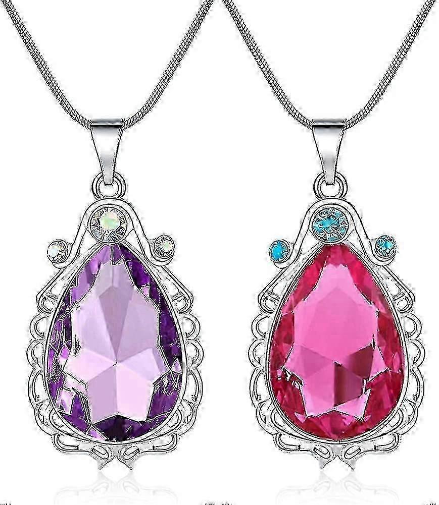 2 יחידות סופיה הקמיע הראשון ואלנה נסיכה שרשרת אחות תאומה דמעה שרשרת תכשיטי קסם מתנה לבנות