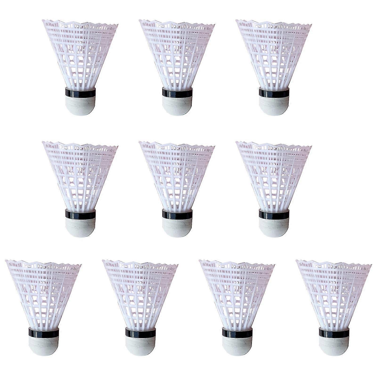 10PCS 尼龙羽毛球羽毛球耐用羽毛训练球青少年球员室内室外游戏