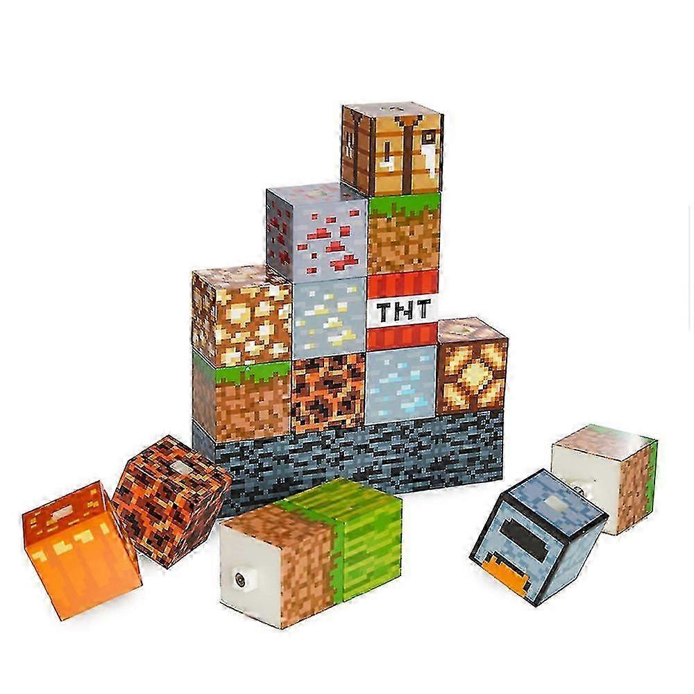 Minecraft Block Building Lamp - 16 Rearrangeable Light Blocks - Mood Lighting For Kids Room