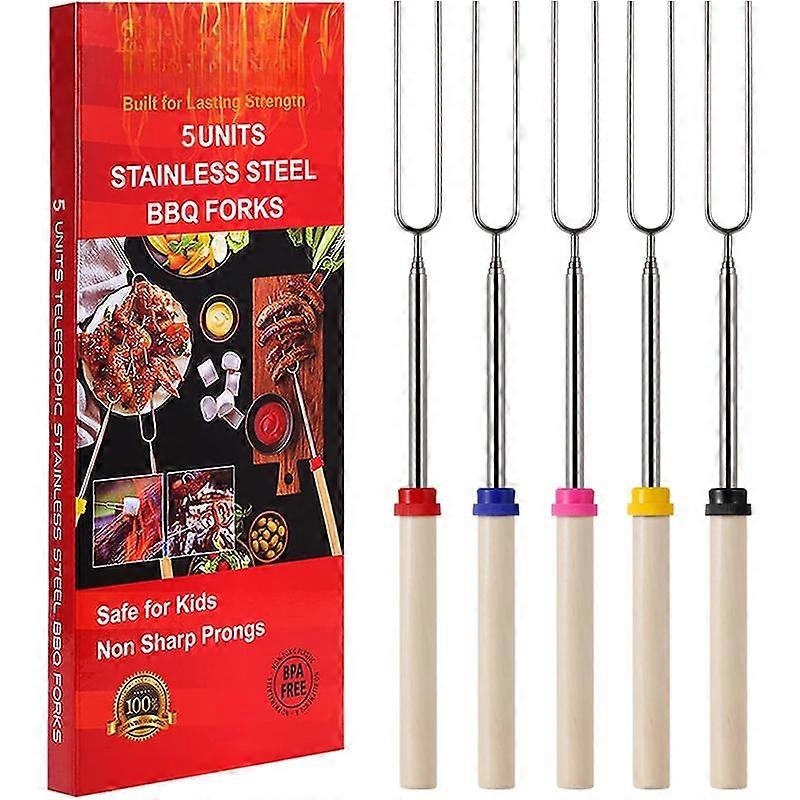 Marshmallow Roasting Sticks, Telescoping Smores Sticks for Open Fire Pit, 32 Inch Long Marshmallow Toasting Barbecue Forks S'mores Skewers f