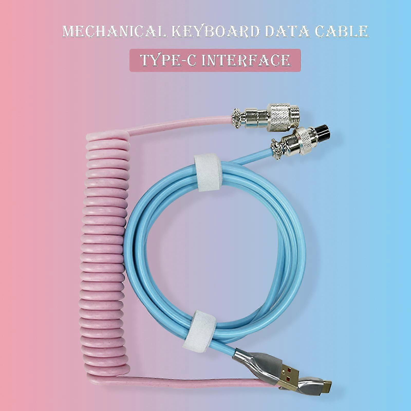 Coiled Usb C Cable For Gaming Keyboard Double-sleeved Mechanical Keyboard Cable With Detachable Metal 1.5m Usb-c To Usb-a