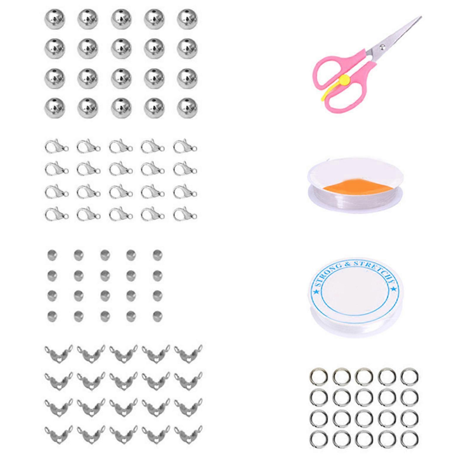 Beginner Friendly Mixture Beads Set For DIY Bangle Necklace Crafting Including Storage Planner  silver