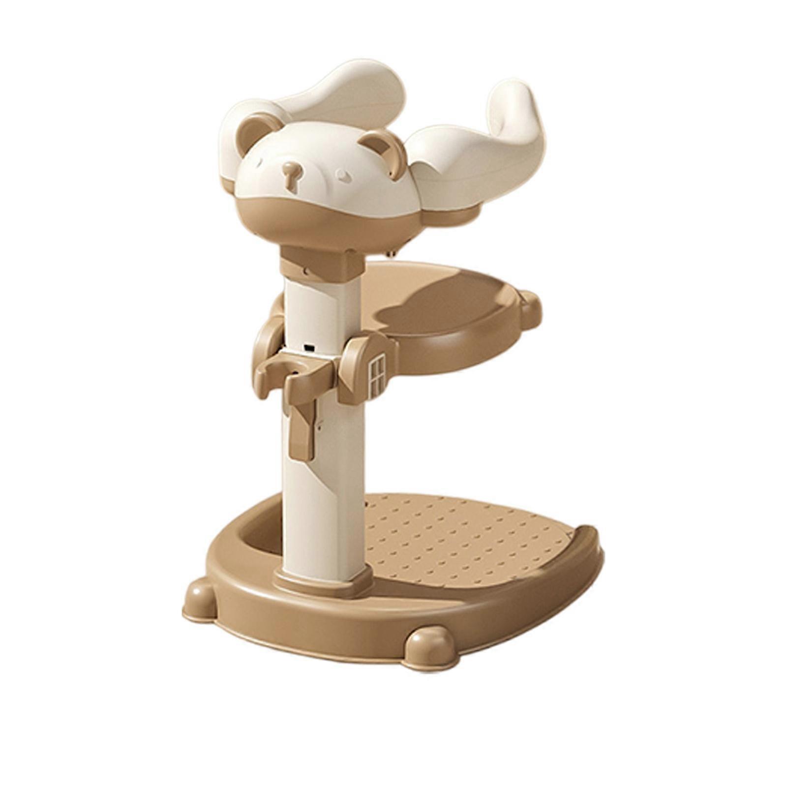 Portable Baby Bath Support 5 Level Height Adjustable Shower Stand Baby Stand Shower Support Stand for Infant 6 Months  khaki with seat