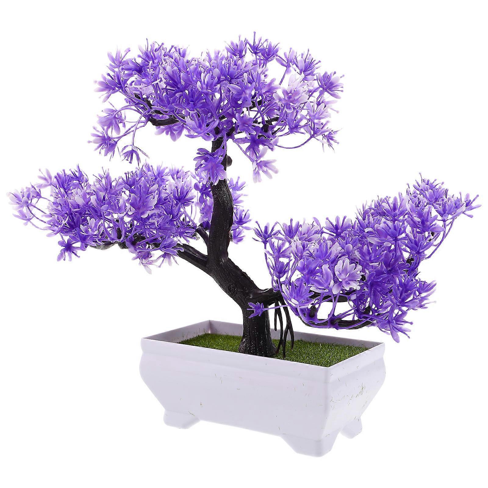 Artificial Bonsai Tree Faux Pine Home Decor Three-Branch Structure Indoor Spaces Low Maintenance 1Pcs