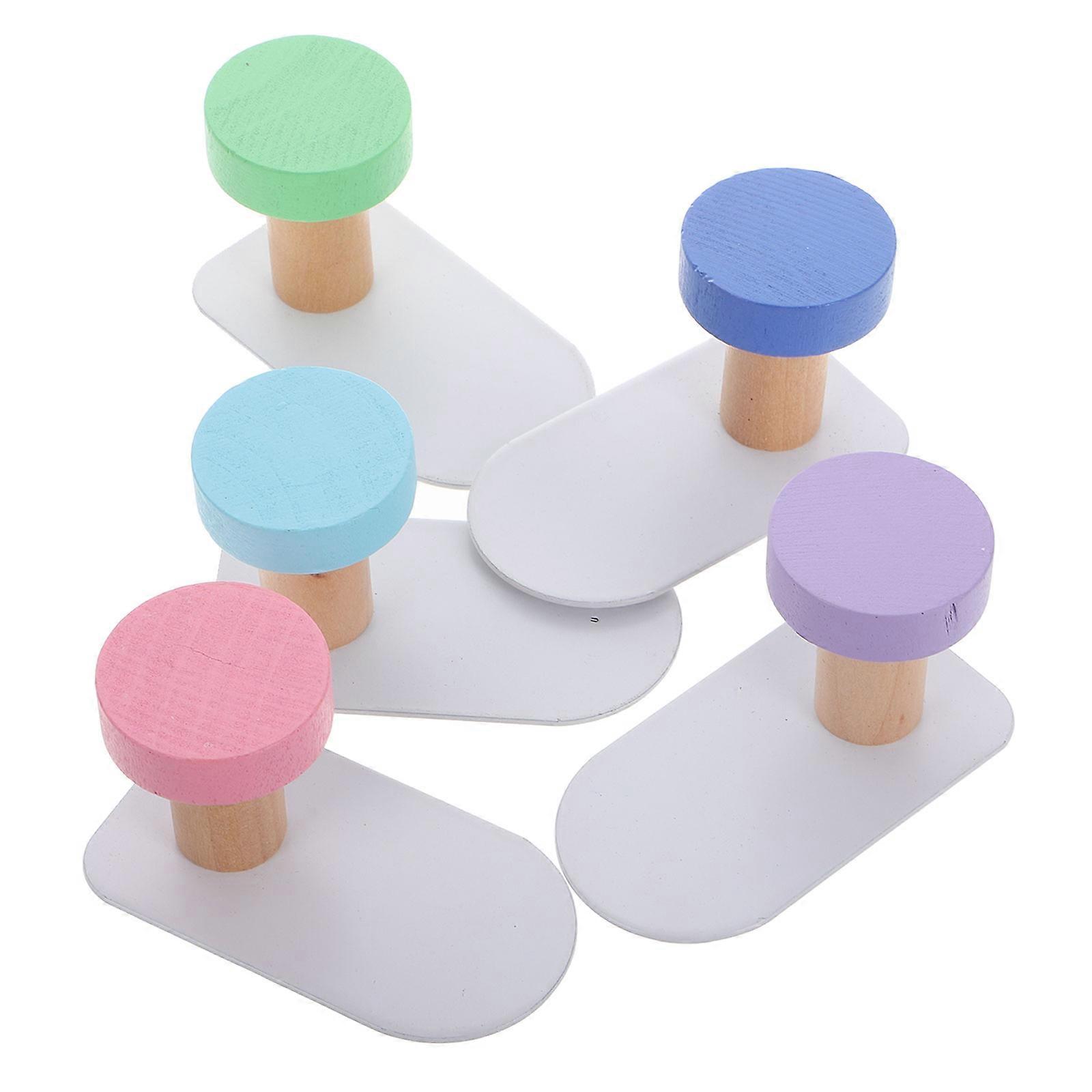 Multi Color Wooden Coat Hooks for Backpack Hanging 5Pcs Self Adhesive