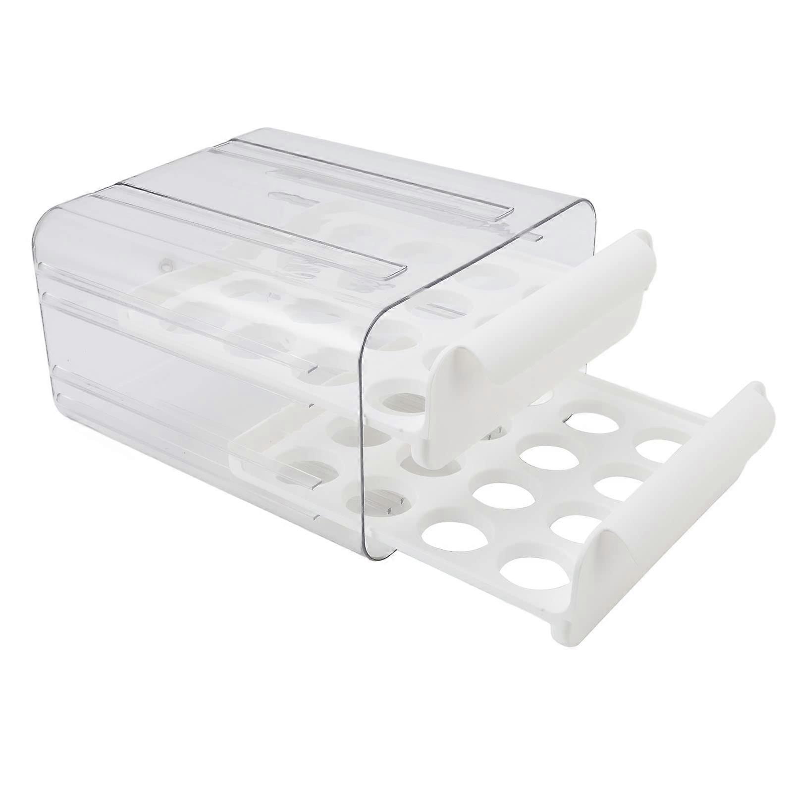 Double Layer Egg Drawer 32Lattice Egg Storage Box For Refrigerator Large Capacity PP PET Gray White