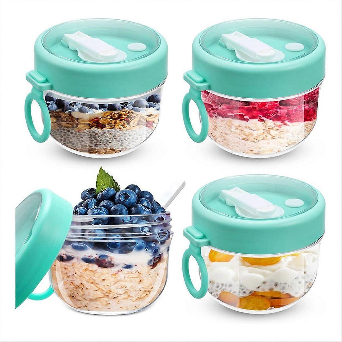 4 Pcs Overnight Oats Container with Lids and Spoons