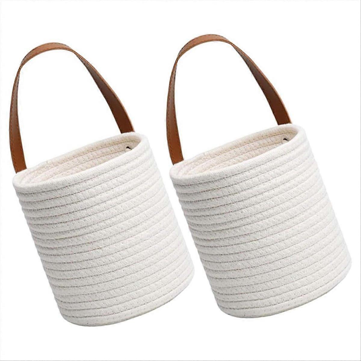 2pcs Wall Mounted Baskets Wicker Storage Baskets